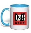 Чашка с цветной ручкой Duff beer Голубой фото