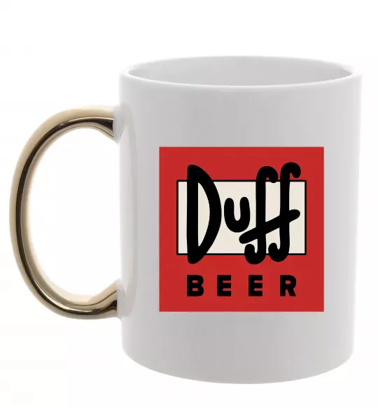 Чашка с цветной ручкой Duff beer Золото фото