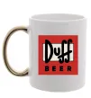 Чашка с цветной ручкой Duff beer Золото фото