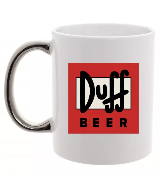 Чашка с цветной ручкой Duff beer Серебро фото