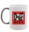 Чашка с цветной ручкой Duff beer Серебро фото