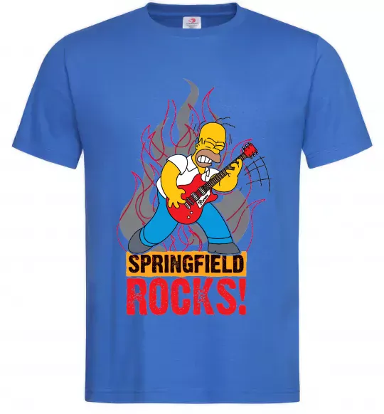 Мужская футболка Springfield rocks Ярко-синий фото