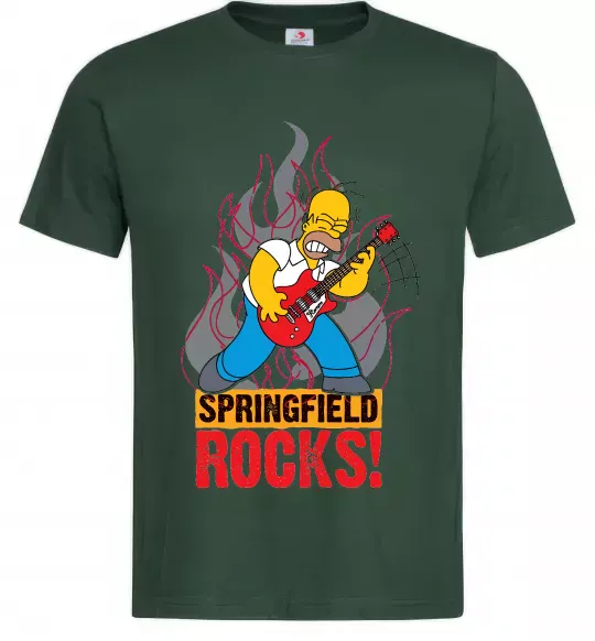 Мужская футболка Springfield rocks Темно-зеленый фото