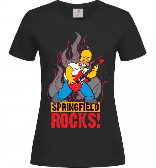 Женская футболка Springfield rocks Черный фото