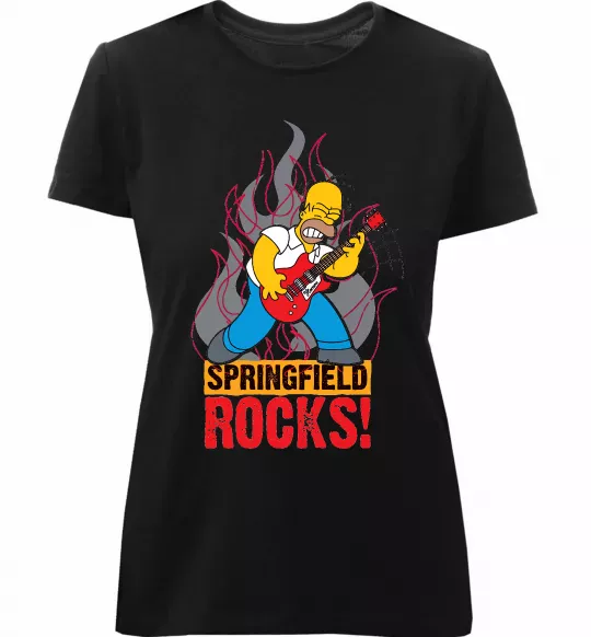 Жіноча преміум футболка Springfield rocks Чорний фото