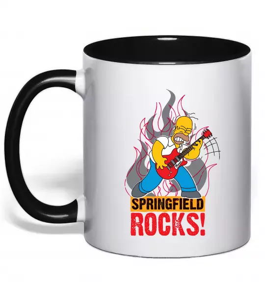 Чашка з кольоровою ручкою Springfield rocks Чорний фото