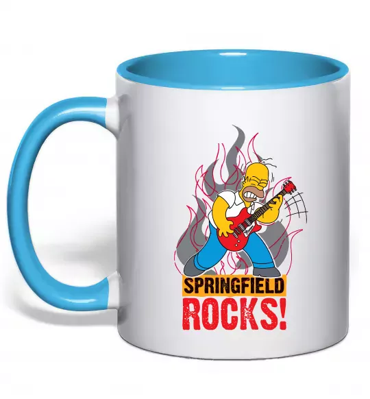 Чашка з кольоровою ручкою Springfield rocks Блакитний фото
