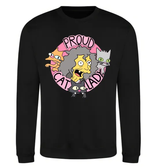Світшот Proud cat lady Чорний фото