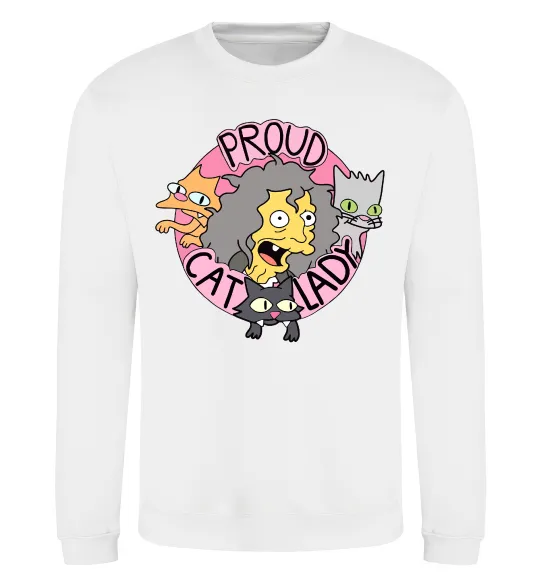 Світшот Proud cat lady Білий фото