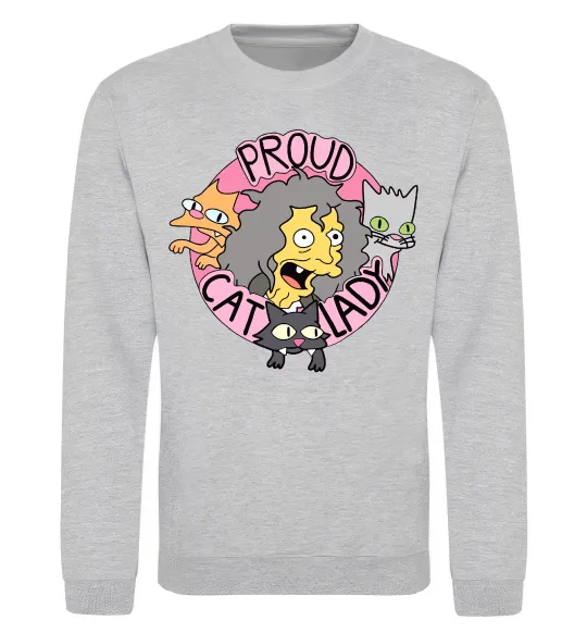 Світшот Proud cat lady Сірий меланж фото