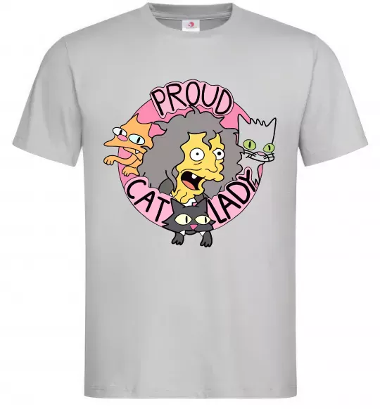 Чоловіча футболка Proud cat lady Сірий фото