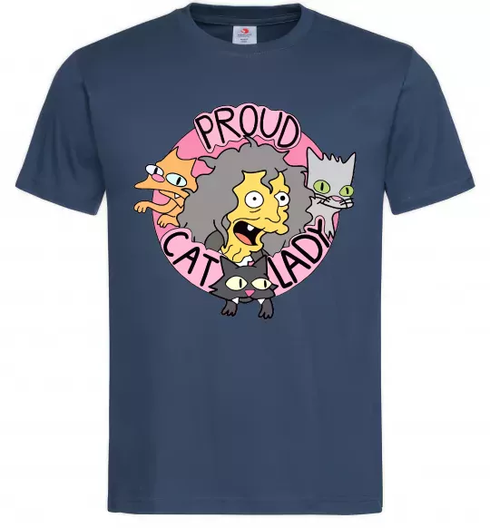 Чоловіча футболка Proud cat lady Темно-синій фото