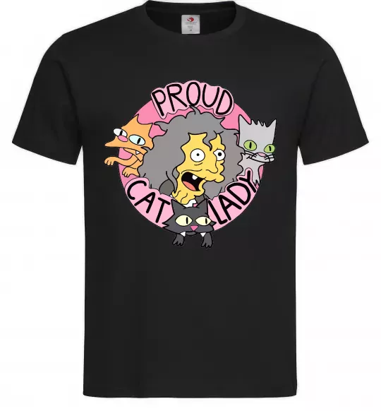 Чоловіча футболка Proud cat lady Чорний фото