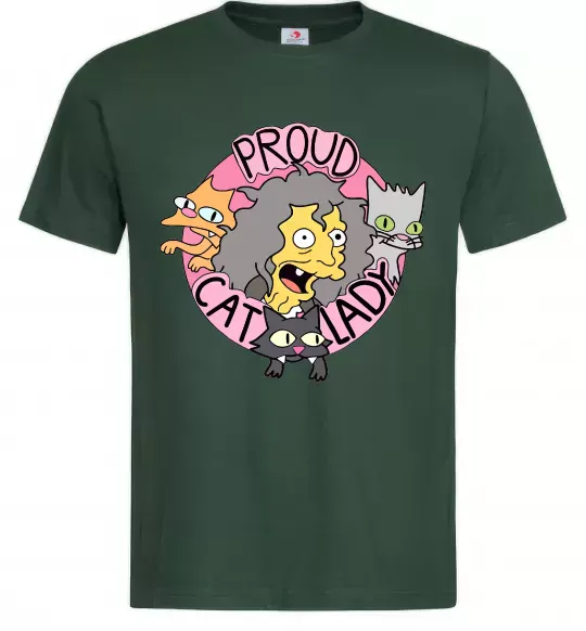 Чоловіча футболка Proud cat lady Темно-зелений фото