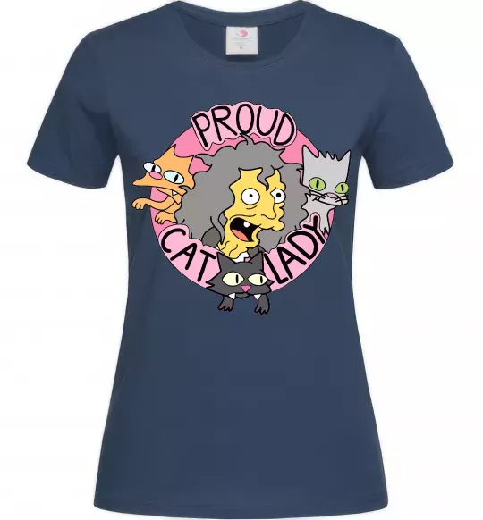 Женская футболка Proud cat lady Темно-синий фото