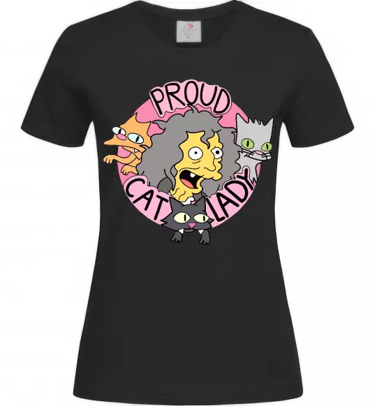 Женская футболка Proud cat lady Черный фото