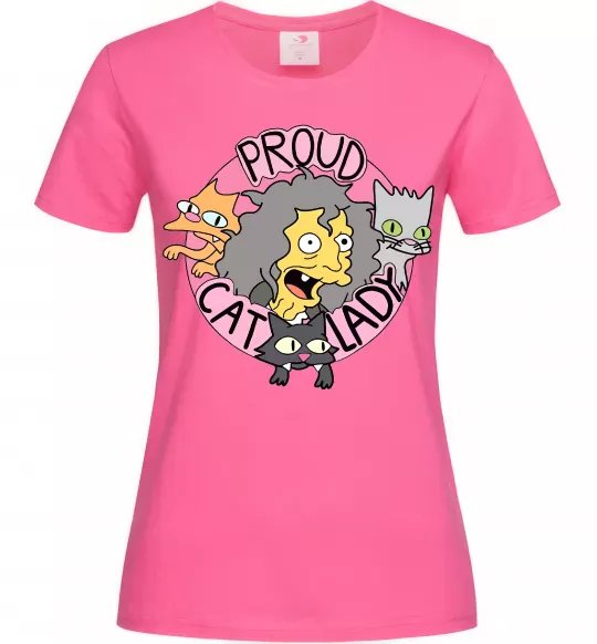 Женская футболка Proud cat lady Ярко-розовый фото