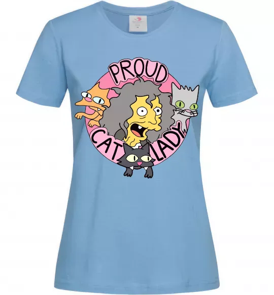 Женская футболка Proud cat lady Голубой фото