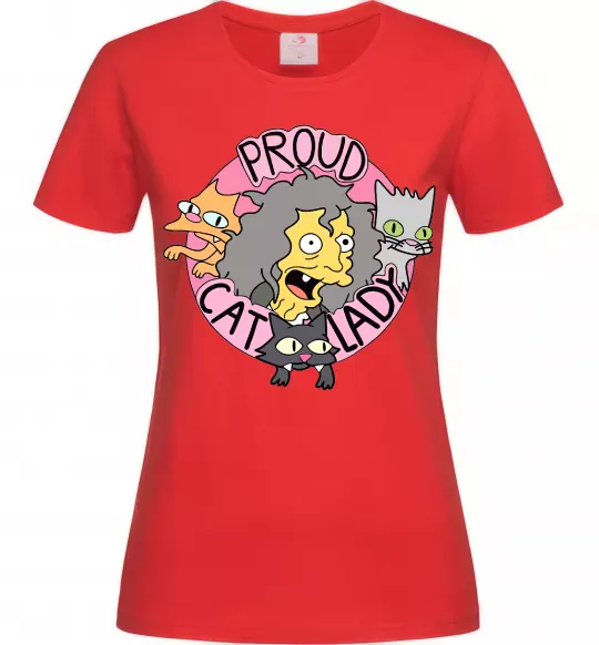 Женская футболка Proud cat lady Красный фото