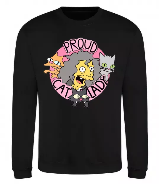 Свитшот Proud cat lady Черный фото