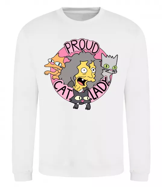 Свитшот Proud cat lady Белый фото