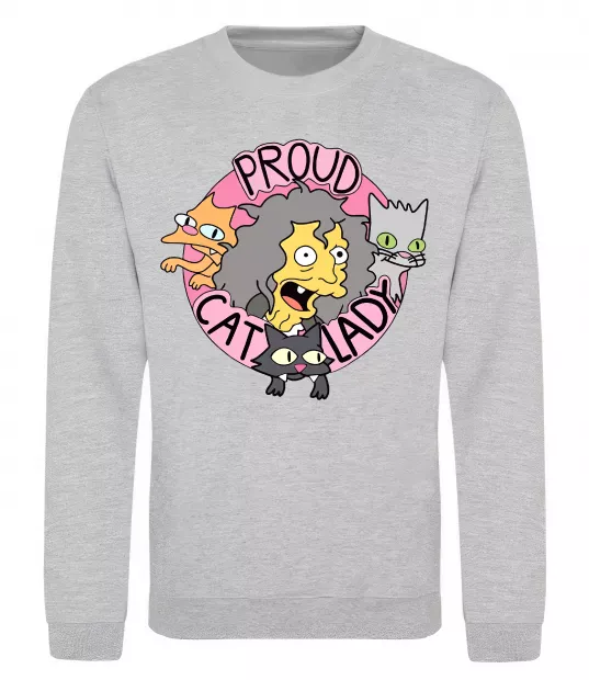 Свитшот Proud cat lady Серый меланж фото