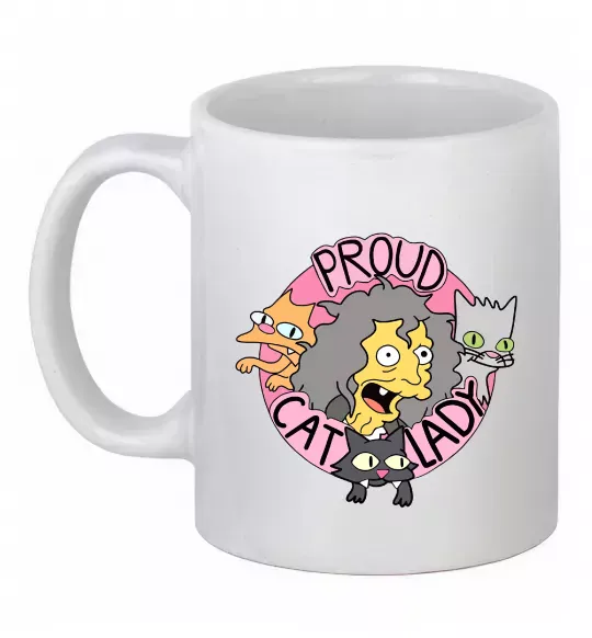 Чашка керамическая Proud cat lady Белый фото