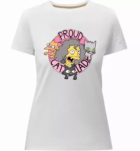 Жіноча преміум футболка Proud cat lady Білий фото