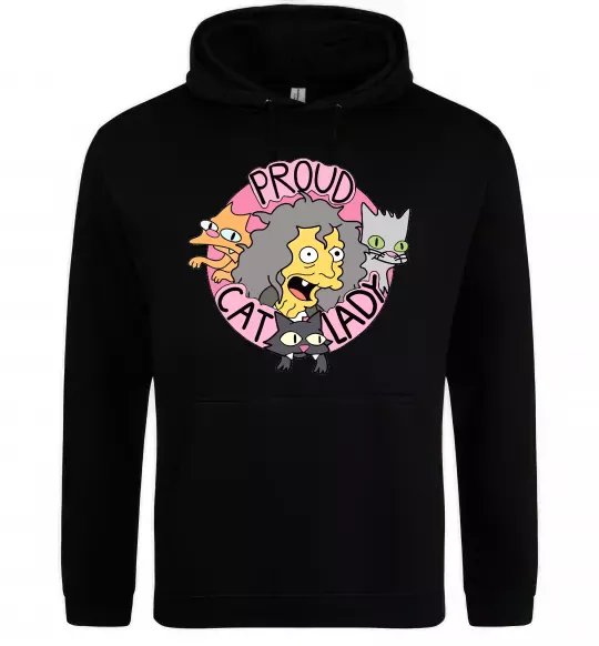 Мужская толстовка (худи) Proud cat lady Черный фото