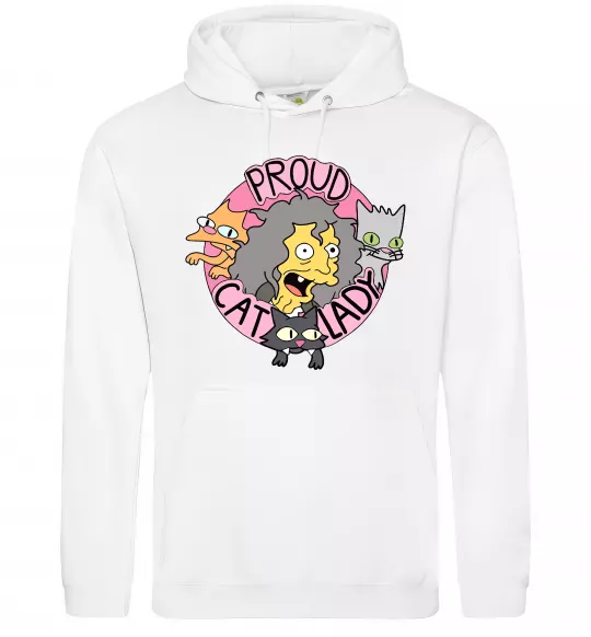Мужская толстовка (худи) Proud cat lady Белый фото