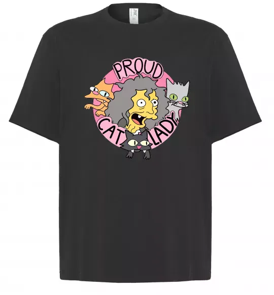 Футболка Оверсайз Proud cat lady Черный фото