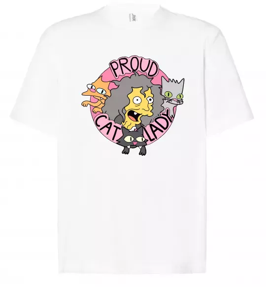 Футболка Оверсайз Proud cat lady Белый фото