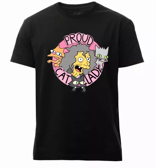 Мужская премиум футболка Proud cat lady Черный фото