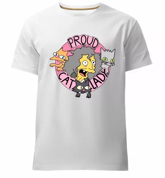 Мужская премиум футболка Proud cat lady Белый фото