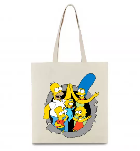 Еко-сумка Сімпсони сім'я Бежевий фото