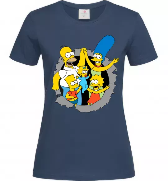 Женская футболка Сімпсони сім'я Темно-синий фото