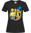 Женская футболка Сімпсони сім'я Черный фото