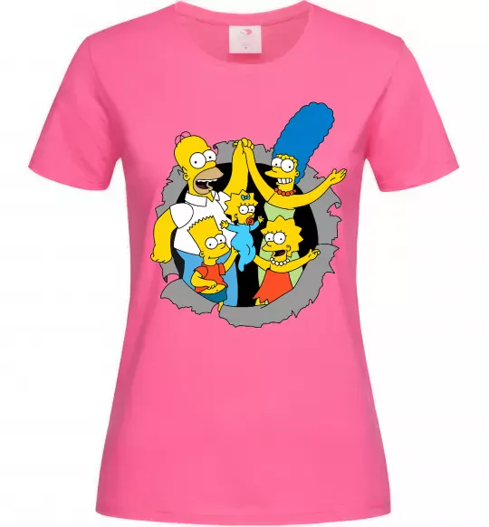 Женская футболка Сімпсони сім'я Ярко-розовый фото