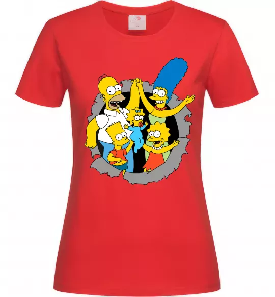 Женская футболка Сімпсони сім'я Красный фото