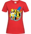 Женская футболка Сімпсони сім'я Красный фото