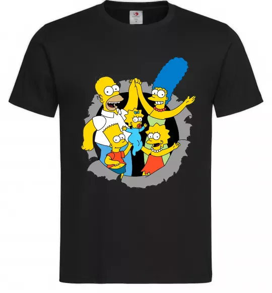 Чоловіча футболка Сімпсони сім'я Чорний фото