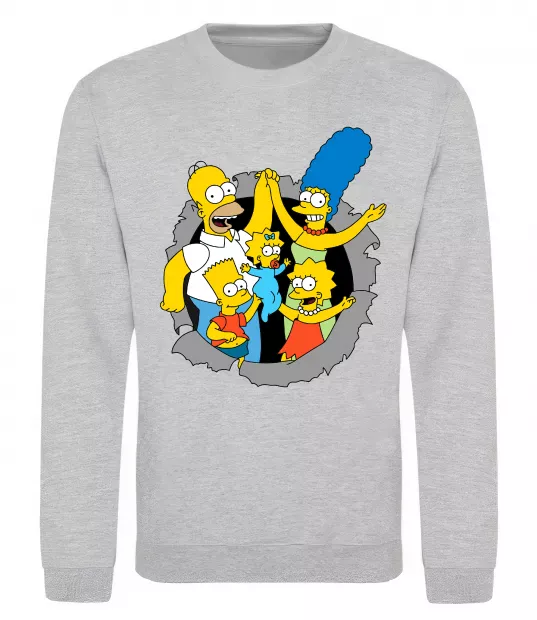 Світшот Сімпсони сім'я Сірий меланж фото