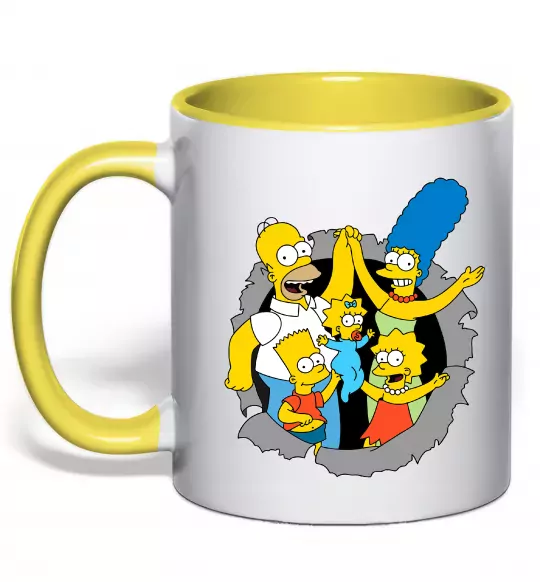Чашка с цветной ручкой Сімпсони сім'я Солнечно желтый фото