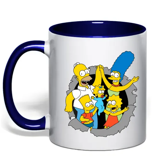 Чашка с цветной ручкой Сімпсони сім'я Глубокий темно-синий фото
