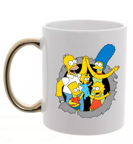 Чашка с цветной ручкой Сімпсони сім'я Золото фото