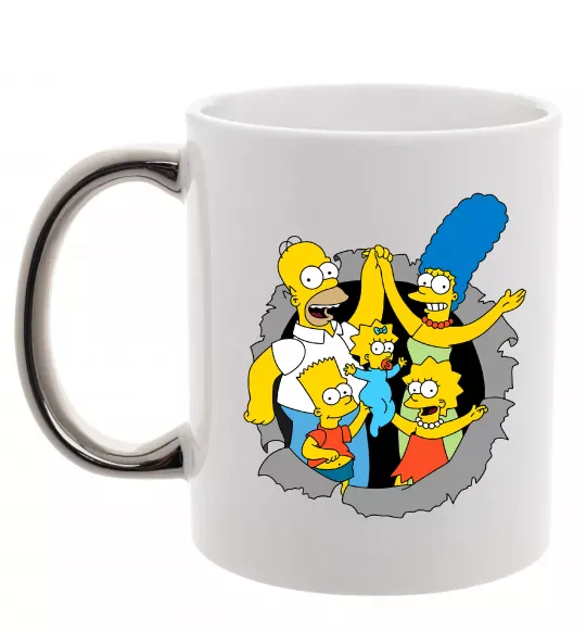 Чашка с цветной ручкой Сімпсони сім'я Серебро фото