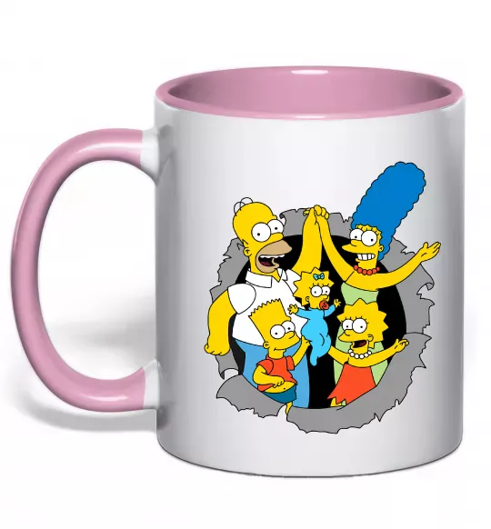 Чашка с цветной ручкой Сімпсони сім'я Нежно розовый фото