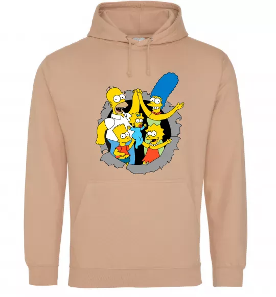 Мужская толстовка (худи) Сімпсони сім'я Песочный фото