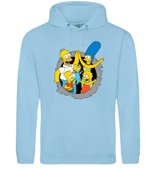 Мужская толстовка (худи) Сімпсони сім'я Голубой фото
