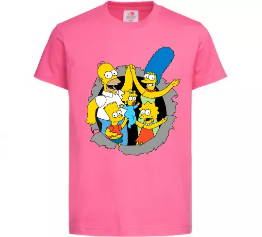 Детская футболка Сімпсони сім'я Ярко-розовый фото